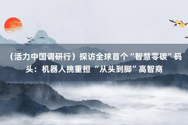 （活力中国调研行）探访全球首个“智慧零碳”码头：机器人挑重担 “从头到脚”高智商