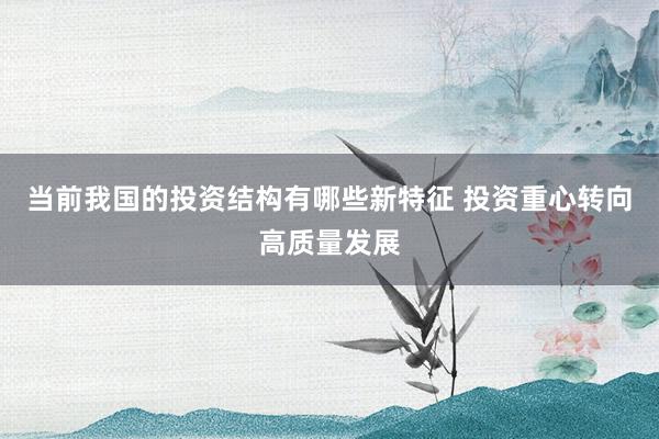 当前我国的投资结构有哪些新特征 投资重心转向高质量发展