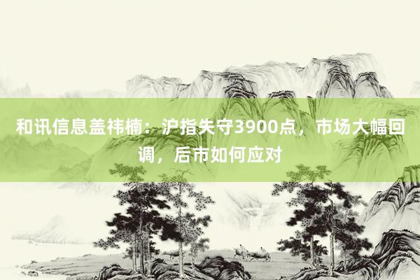 和讯信息盖祎楠：沪指失守3900点，市场大幅回调，后市如何应对