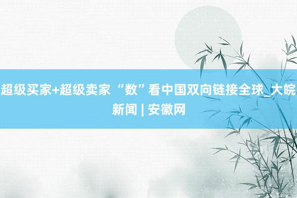 超级买家+超级卖家 “数”看中国双向链接全球_大皖新闻 | 安徽网