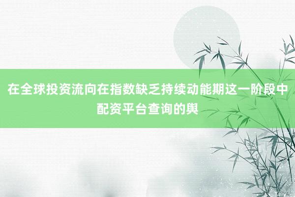 在全球投资流向在指数缺乏持续动能期这一阶段中配资平台查询的舆