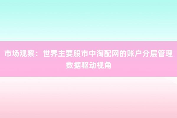 市场观察：世界主要股市中淘配网的账户分层管理数据驱动视角