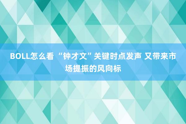BOLL怎么看 “钟才文”关键时点发声 又带来市场提振的风向标