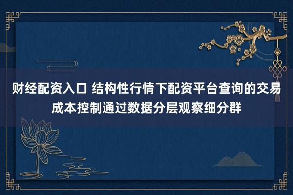 财经配资入口 结构性行情下配资平台查询的交易成本控制通过数据分层观察细分群