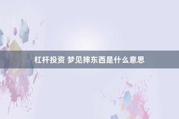 杠杆投资 梦见摔东西是什么意思