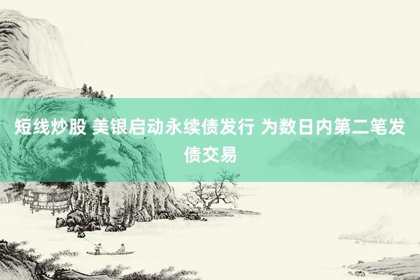 短线炒股 美银启动永续债发行 为数日内第二笔发债交易